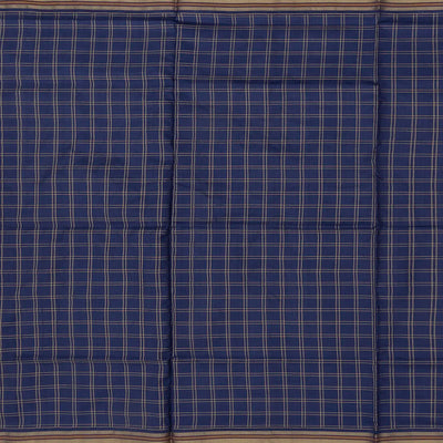 Pink Handloom Ikat Silk Saree With Checks & Navy Pallu-Pink