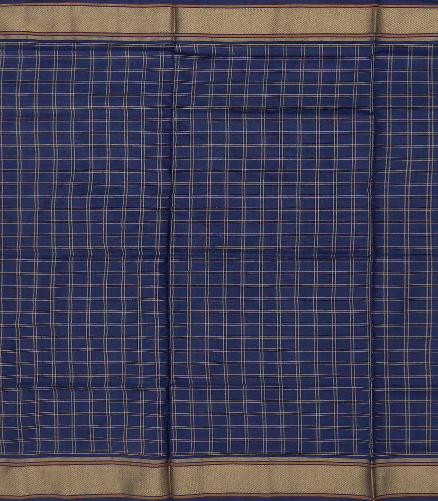 Pink Handloom Ikat Silk Saree With Checks & Navy Pallu-Pink