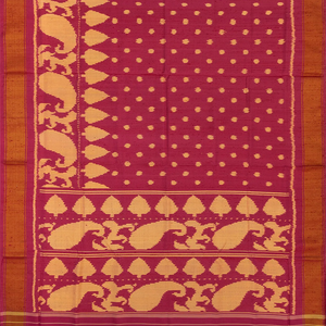 Pink Handloom Ikat Dupion Silk Saree With Mango Motifs-Pink