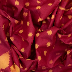 Pink Handloom Ikat Dupion Silk Saree With Mango Motifs-Pink