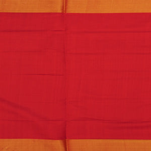 Red Handloom Ikat Silk Saree With Floral Motifs-Red