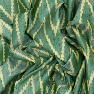 Aquamarine Handloom Ikat Dupion Silk Saree With Chevron Motifs-Aquamarine