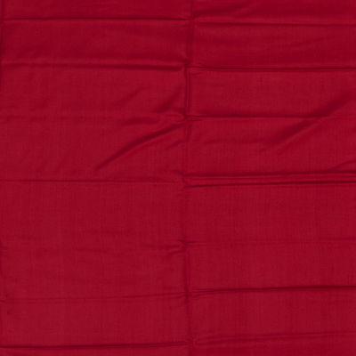 Black Handloom Double Ikat Silk Saree With Geometric Floral Motifs & Crimson Border-Black