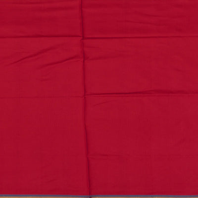 Red Handloom Single Ikat Single Saree With Diamond Motifs & Zari Border-Red