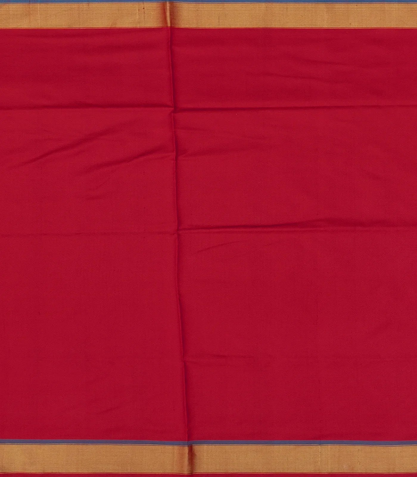 Red Handloom Single Ikat Single Saree With Diamond Motifs & Zari Border-Red