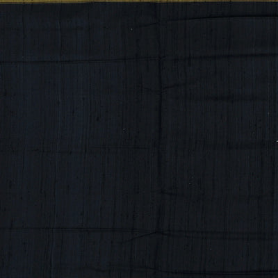 Black Handloom Single Ikat Silk With Dupion Saree Floral Vine Motifs-Black
