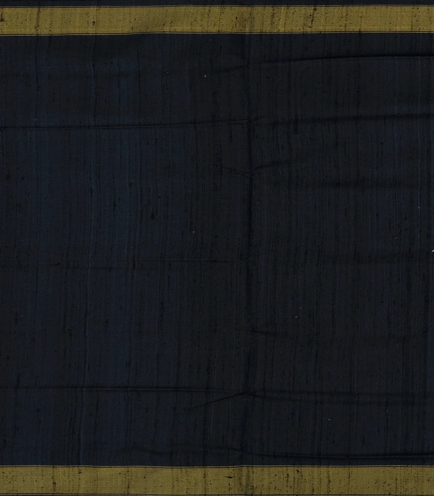 Black Handloom Single Ikat Silk With Dupion Saree Floral Vine Motifs-Black