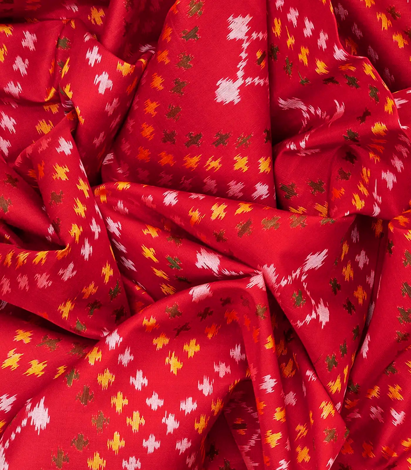 Red Handloom Patola Single Ikat Silk Saree With Diamond Motifs-Red