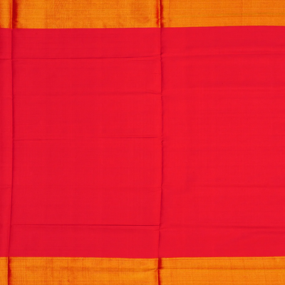 Red Handloom Patola Single Ikat Silk Saree With Diamond Motifs-Red