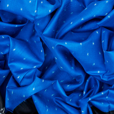 Blue Handloom Patola Single Ikat Silk Saree With Elephant Motifs-Blue