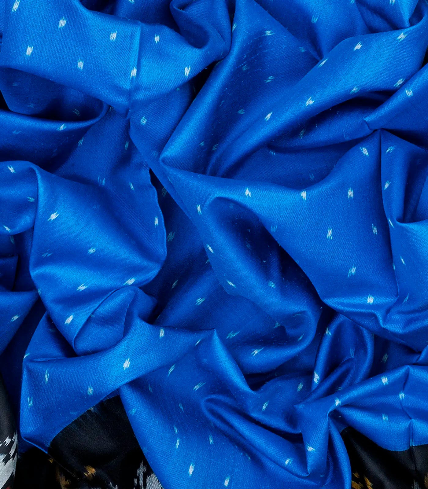 Blue Handloom Patola Single Ikat Silk Saree With Elephant Motifs-Blue