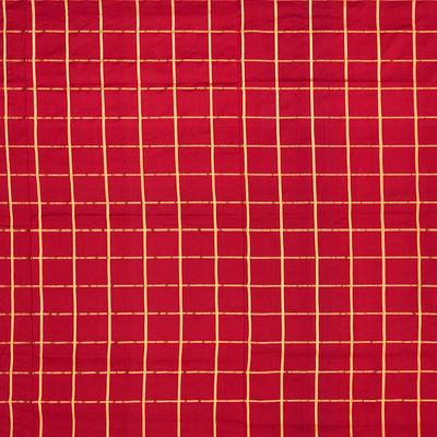 Mustard Handloom Pochampally Single Ikat Silk Saree With Checks-Mustard