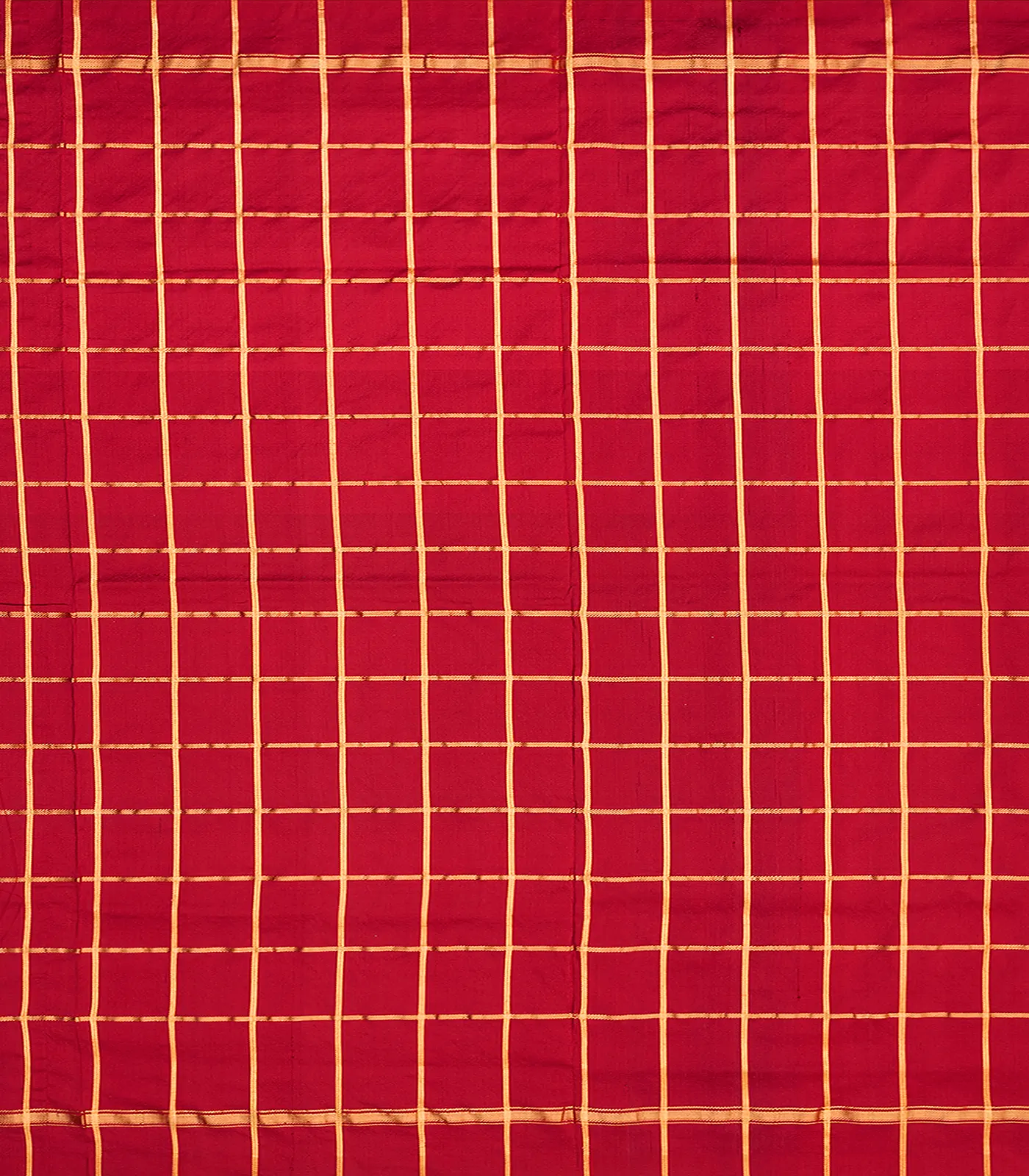 Mustard Handloom Pochampally Single Ikat Silk Saree With Checks-Mustard