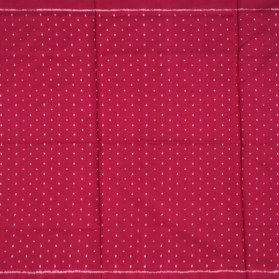 Off White Handloom Pochampally Single Ikat Silk Saree With Stripes-Off White