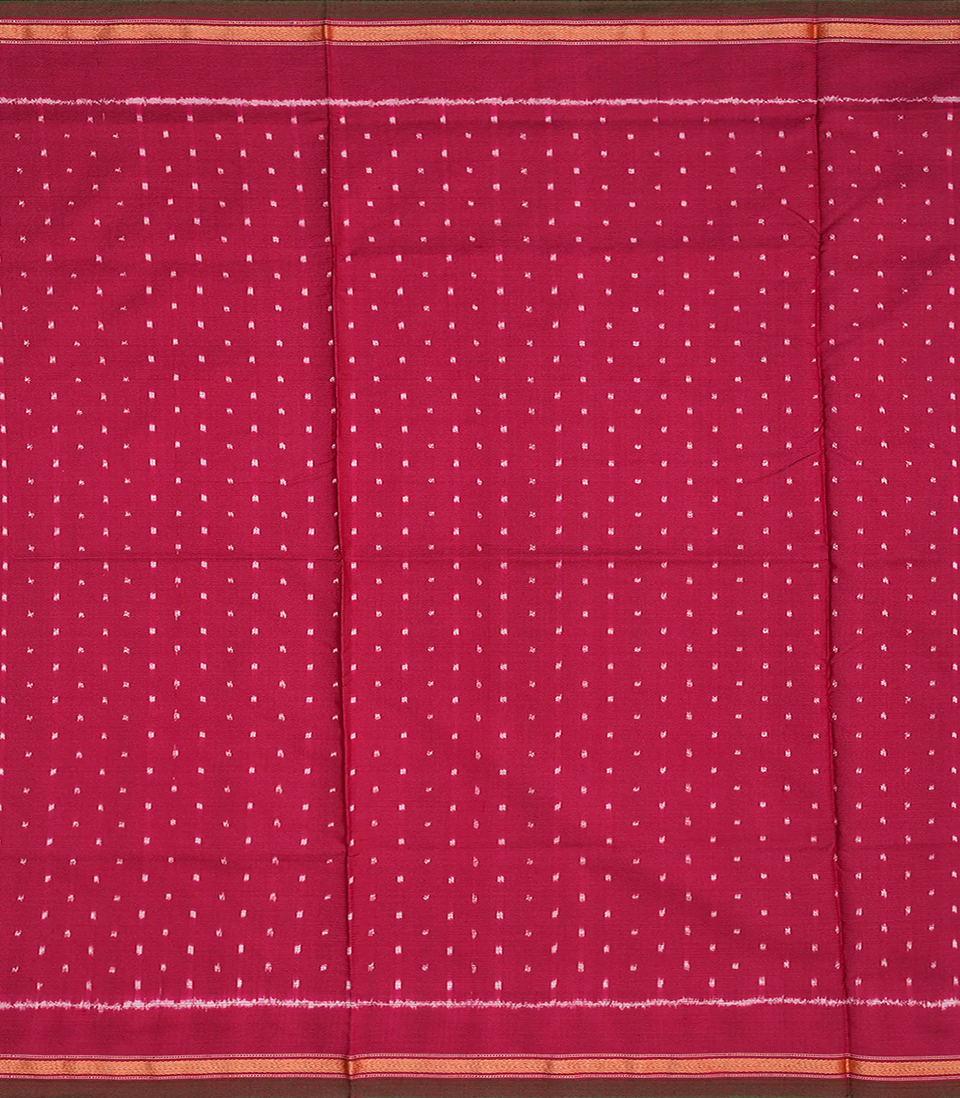 Off White Handloom Pochampally Single Ikat Silk Saree With Stripes-Off White