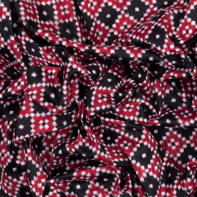 Black & White Handloom Pochampally Single Ikat Silk Saree With Diamond Motifs-Black