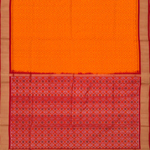 Yellow Handloom Pochampally Ikat Saree With Diamond Motifs-Yellow