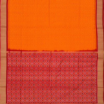 Yellow Handloom Pochampally Ikat Saree With Diamond Motifs-Yellow