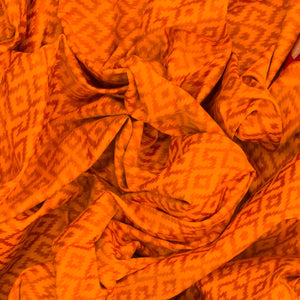 Yellow Handloom Pochampally Ikat Saree With Diamond Motifs-Yellow