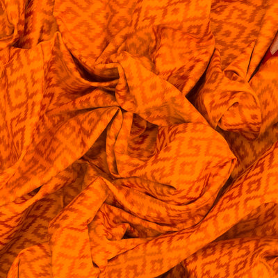 Yellow Handloom Pochampally Ikat Saree With Diamond Motifs-Yellow