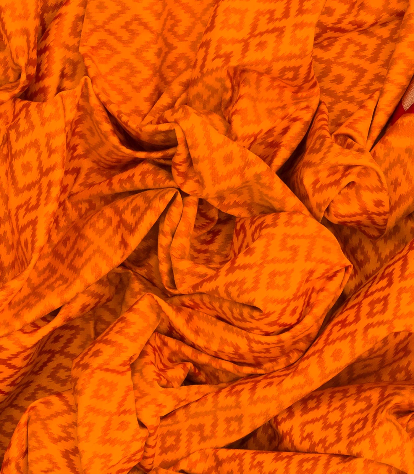 Yellow Handloom Pochampally Ikat Saree With Diamond Motifs-Yellow