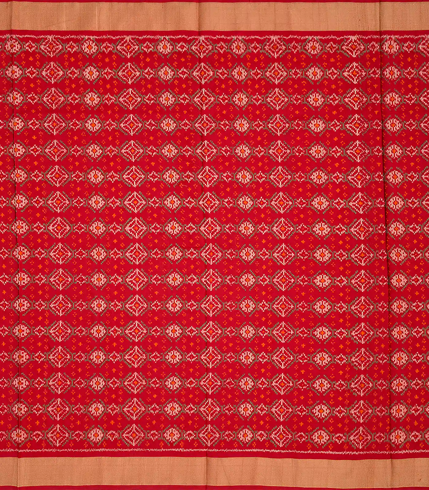 Yellow Handloom Pochampally Ikat Saree With Diamond Motifs-Yellow