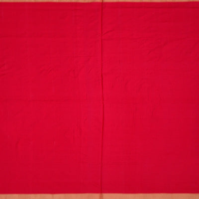 Red Handloom Pochampally Ikat Saree With Floral Motifs-Red