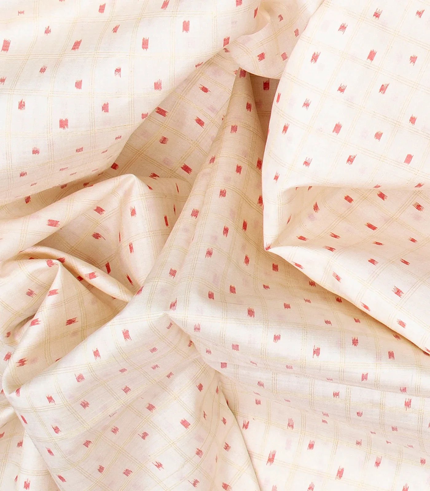 White Handloom Pochampally Ikat Saree With Checks-White