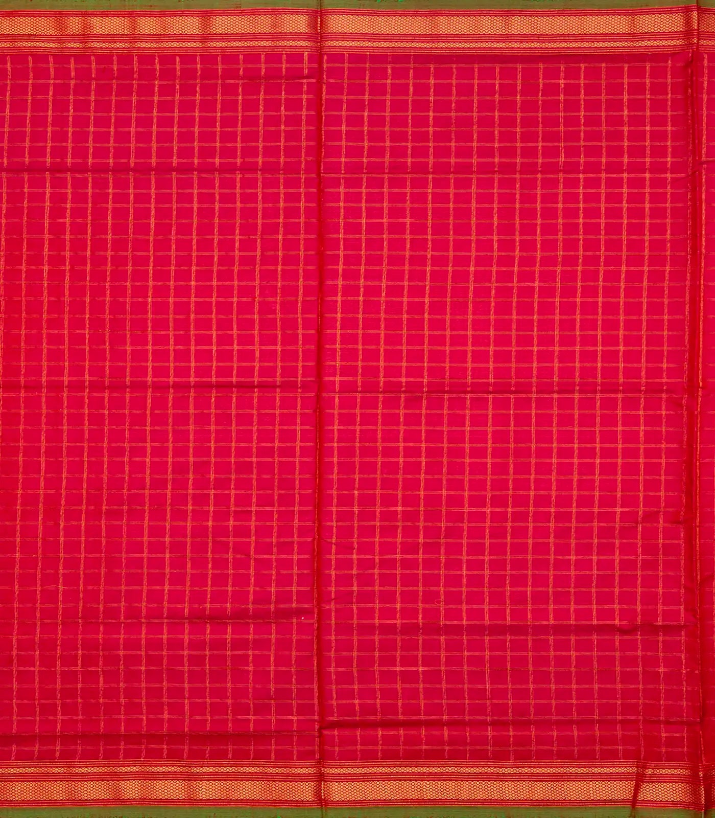 White Handloom Pochampally Ikat Saree With Checks-White