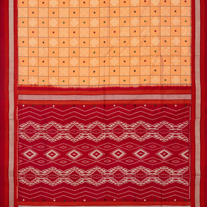 Yellow Handloom Pochampally Ikat Saree With Diamond Motifs-Yellow