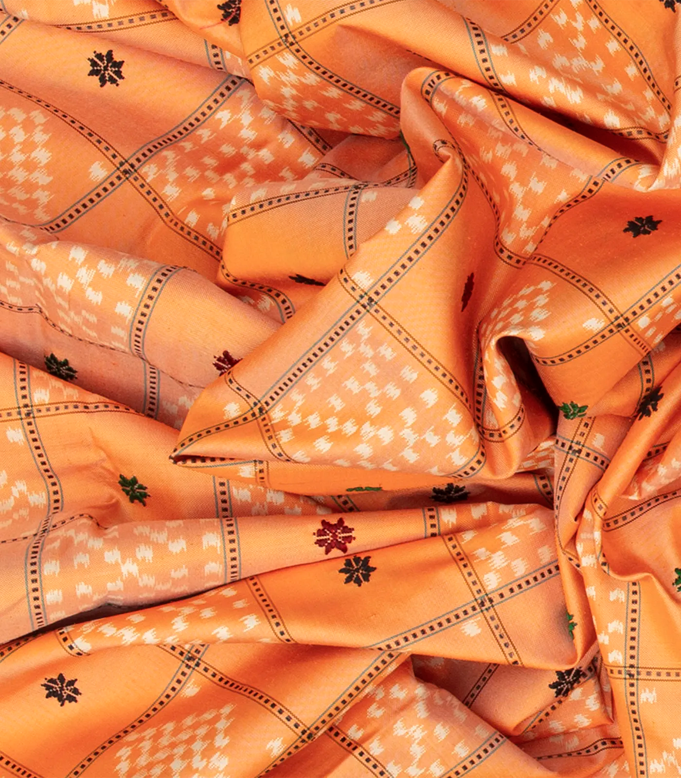 Yellow Handloom Pochampally Ikat Saree With Diamond Motifs-Yellow