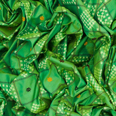 Pista Green Handloom Pochampally Ikat Saree With Diamond Motifs-Pista Green