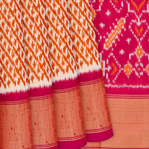 Crimson Handloom Pochampally Ikat Saree With Checks-Crimson