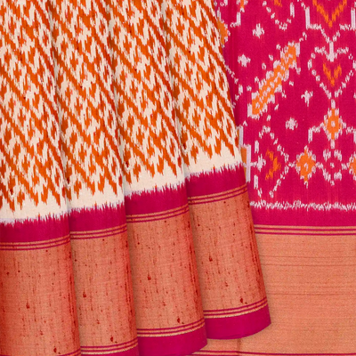 Crimson Handloom Pochampally Ikat Saree With Checks-Crimson