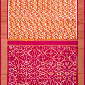 Crimson Handloom Pochampally Ikat Saree With Checks-Crimson