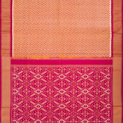 Crimson Handloom Pochampally Ikat Saree With Checks-Crimson
