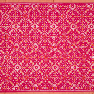 Crimson Handloom Pochampally Ikat Saree With Checks-Crimson