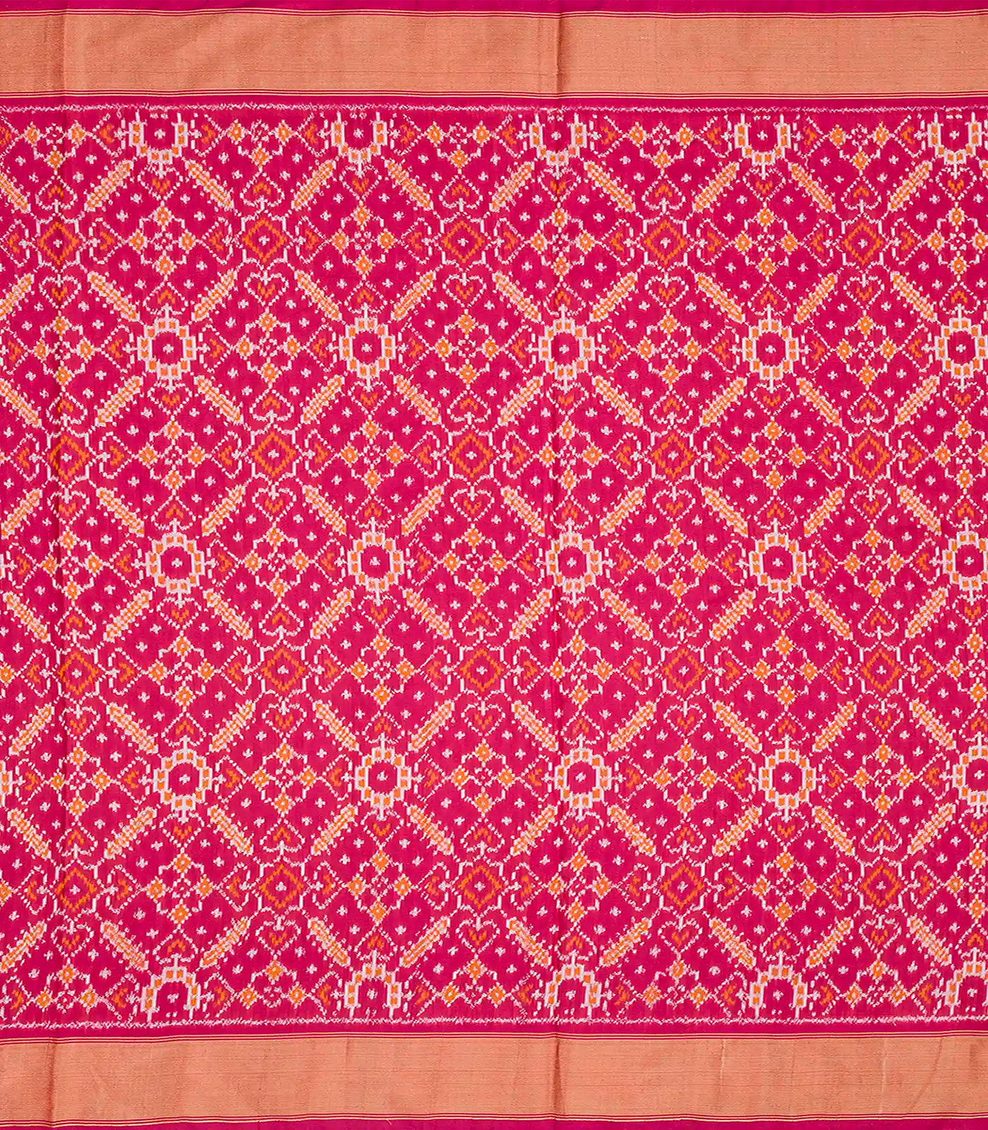 Crimson Handloom Pochampally Ikat Saree With Checks-Crimson