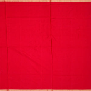 Red Handloom Pochampally Ikat Saree With Stripes-Red