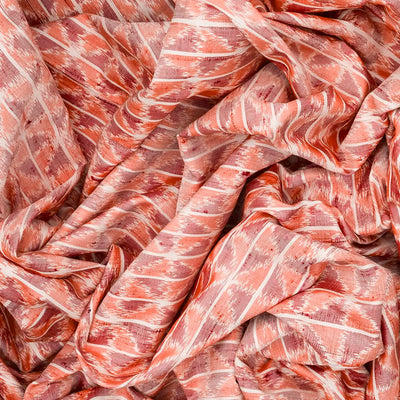 Peach Handloom Pochampally Ikat Saree With Diamond Motifs-Peach