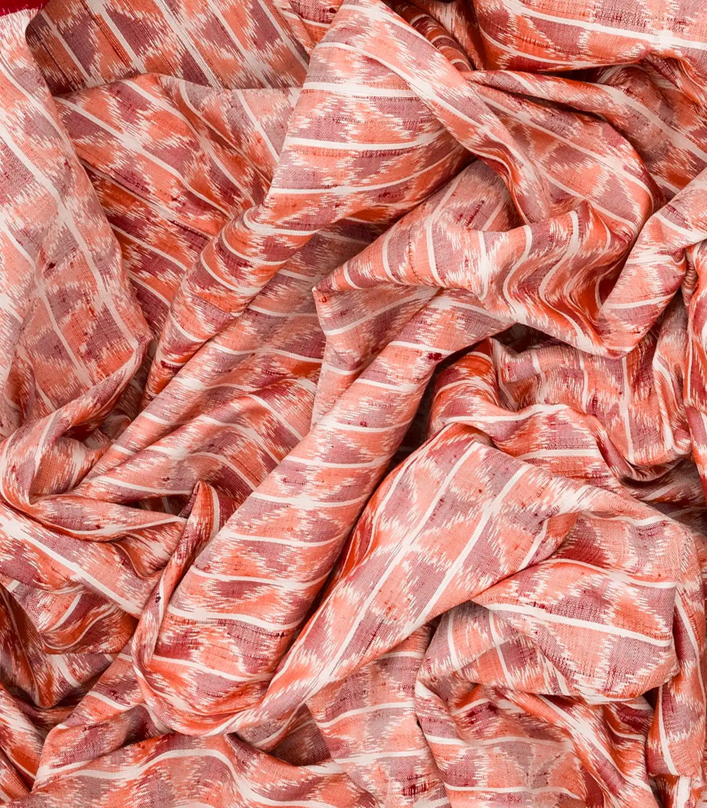 Peach Handloom Pochampally Ikat Saree With Diamond Motifs-Peach