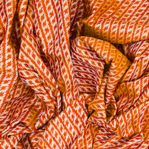 Orange Handloom Pochampally Ikat Saree With Stripes-Orange