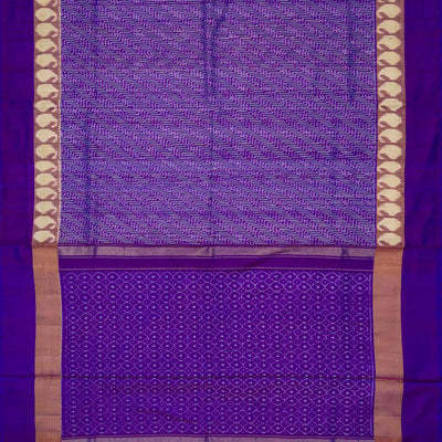 Purple Handloom Pochampally Ikat Saree With Stripes-Purple
