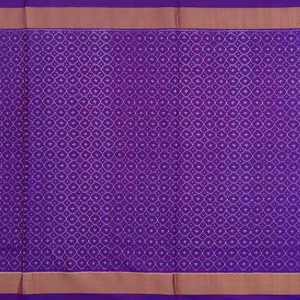 Purple Handloom Pochampally Ikat Saree With Stripes-Purple
