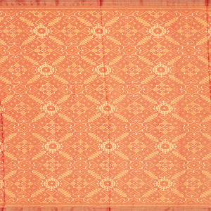 Baby Pink Handloom Pochampally Ikat Saree With Stripes-Baby Pink