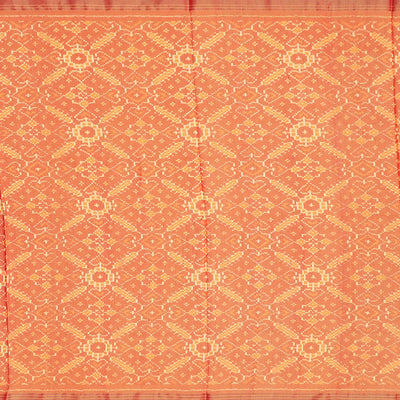 Baby Pink Handloom Pochampally Ikat Saree With Stripes-Baby Pink