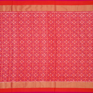 Yellow Handloom Pochampally Ikat Saree With Stripes-Yellow
