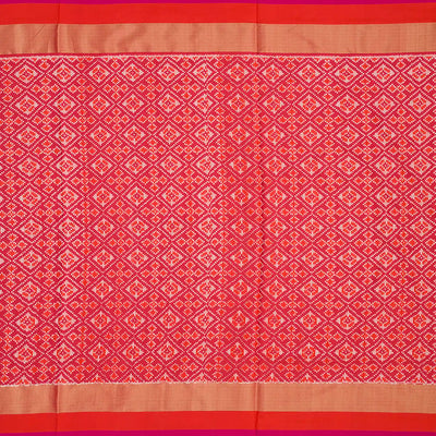 Yellow Handloom Pochampally Ikat Saree With Stripes-Yellow