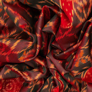 Red Handloom Rajkot Patola Silk Saree With Peacock Motifs-Red