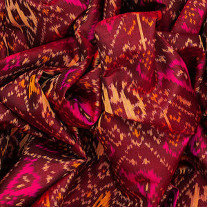 Maroon Handloom Rajkot Patola Silk Saree With Bird Motifs-Maroon